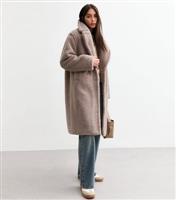Women's Mink Oversized Fluffy Borg Longline Coat New Look