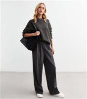 Women's Dark Grey Teddy Texture Knit Jumper New Look