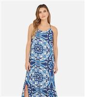 Women's Blue Crossover-Strap Maxi Dress Mela New Look