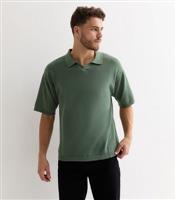 Men's Khaki Knit Polo Shirt Jack & Jones New Look