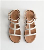 Women's White Whipstitch Strappy Sandals Vegan New Look