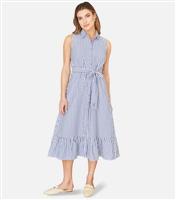 Women's Blue Stripe Midi Shirt Dress Yumi New Look