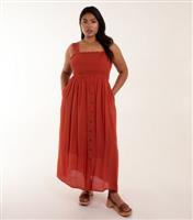 Women's Plus Size Orange Shirred Strappy Maxi Dress Curves Blue Vanilla New Look