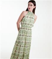 Women's Green Aztec Print Halter Neck Midi Dress Blue Vanilla New Look