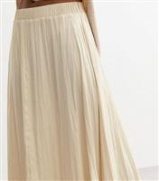 Women's Cream Crinkle Pleated Midi Skirt New Look