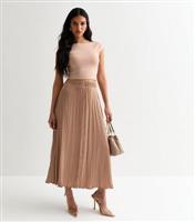 Women's Mink Crinkle Pleated Midi Skirt New Look