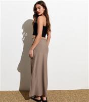 Women's Brown Textured Drawstring Waist Maxi Skirt New Look