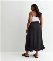 Women's Plus Size Black Pleated Midi Skirt Curves New Look