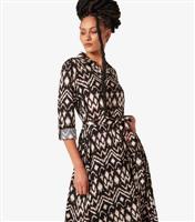 Women's Black Abstract Print Hanky Hem Midi Dress Apricot New Look