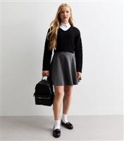 Girls' Grey Flared School Skirt New Look