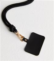 Black Adjustable Crossbody Rope Phone Strap New Look