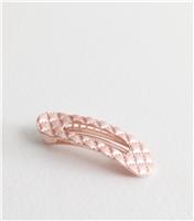 Pink Quilted Effect Rectangle Hair Slide New Look