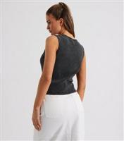 Women's Grey Ribbed Racer Vest Top Urban Bliss New Look