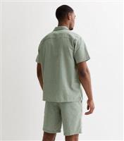 Men's Khaki Seersucker Shorts Jack & Jones New Look