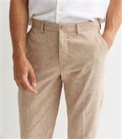 Men's Stone Slim Linen Blend Trousers Jack & Jones New Look