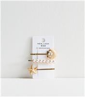 Gold Tone 3 Pack Starfish and Shell Hair Clips New Look