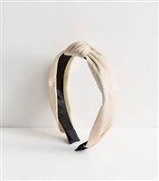 Gold Shimmer Ribbed Knot Headband New Look