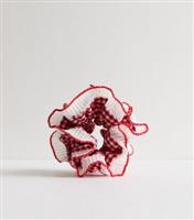 Red Gingham Frill Scrunchie New Look