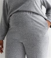 Women's Plus Size Grey Brushed Knit Trousers Curves New Look