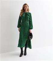 Women's Green Animal Print Twist Midi Dress Gini London New Look