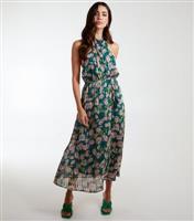 Women's Dark Green Floral Halter Wrap Midi Dress Blue Vanilla New Look