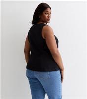 Women's Plus Size Black Button Front Waistcoat Curves New Look