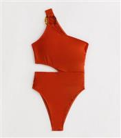 Women's Red One Shoulder Swimsuit Gini London New Look