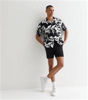 Men's Black Leaf Print Short Sleeve Resort Shirt Jack & Jones New Look