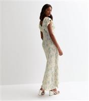 Women's Cream Ruffled Floral Print Maxi Dress New Look