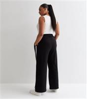 Women's Plus Size Black Side Stripe Wide Leg Joggers Curves New Look