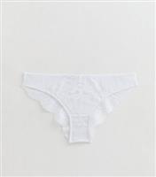 Women's White Floral-Lace Brazilian Briefs New Look