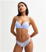 Women's Light Blue Lace Thong New Look