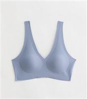 Women's Blue Comfort Smooth Bonded Crop Top Bra New Look