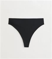 Women's Black Smooth High Waisted High Leg Thong New Look