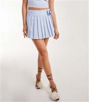 Women's Blue Corsage Pleated Mini Skort Pink Vanilla New Look