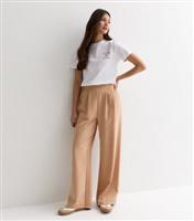 Women's Stone Elasticated Tailored Wide Leg Trousers New Look