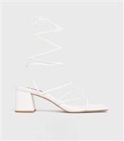 Women's White Strappy Block Heel Sandals London Rebel New Look