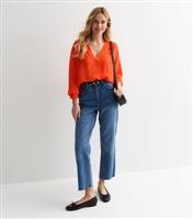 Women's Bright Orange Chiffon Oversized Blouse Gini London New Look