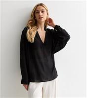 Women's Black Chiffon Oversized Blouse Gini London New Look
