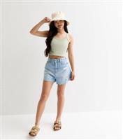 Girls' Light Green Pointelle Cotton Crop Cami Top School New Look