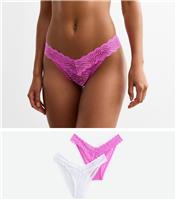 Women's 2 Pack of Zebra-Lace V-Cut Tanga Briefs New Look