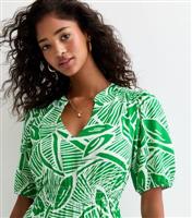 Women's Green Leaf-Print Midi Dress New Look