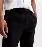 Men's Black Relaxed Cotton Linen Blend Trousers Only and Sons New Look