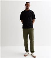 Men's Dark Green Relaxed Cotton Linen Blend Trousers Only and Sons New Look