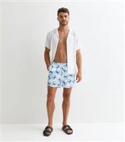 Men's Blue Crab-Pattern Swim Shorts Only and Sons New Look