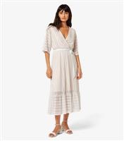 Women's White Wrap Tiered Hem Midi Dress Apricot New Look