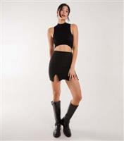 Women's Black Double Split Hem Mini Skirt Pink Vanilla New Look