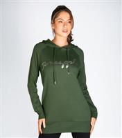 Women's Dark Green Logo Longline Hoodie Pineapple New Look