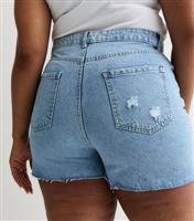 Women's Curve Ripped Denim Shorts Urban Bliss New Look