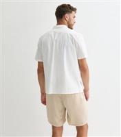 Men's Cream Cotton-Linen Shorts Only and Sons New Look